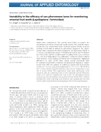 Variability in the Efficacy of Sex Pheromone Lures for Monitoring
