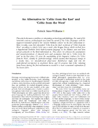 An Alternative to 'Celtic from the East'