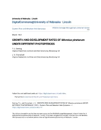 GROWTH and DEVELOPMENT RATES of Microtus Pinetorum UNDER DIFFERENT PHOTOPERIODS