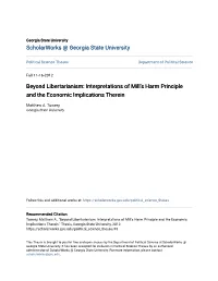 Interpretations of Mill's Harm Principle and the Economic Implications Therein