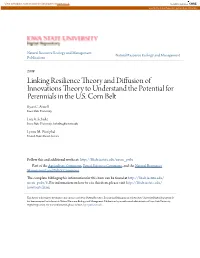 Linking Resilience Theory and Diffusion of Innovations Theory to Understand the Potential for Perennials in the U.S