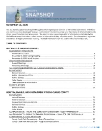 Manager's Snapshot – November 13, 2020