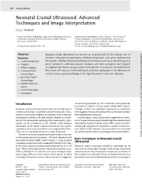 Neonatal Cranial Ultrasound: Advanced Techniques and Image Interpretation