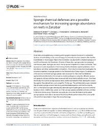Sponge Chemical Defenses Are a Possible Mechanism for Increasing Sponge Abundance on Reefs in Zanzibar