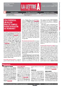 CDG Express, Un ALLER (PAS Si) Simple Pour Augustin DE