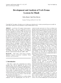 Development and Analysis of Verb Frame Lexicon for Hindi