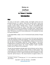 Notes on Joshua 202 1 Edition Dr
