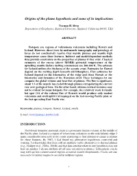 Origins of the Plume Hypothesis and Some of Its Implications