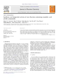 Synthesis and Fungicidal Activity of New Fluorine-Containing Mandelic