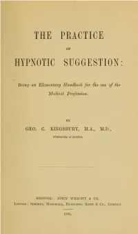 The Practice of Hypnotic Suggestion, Being and Elementary