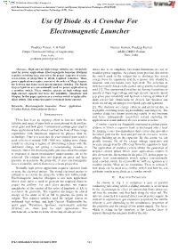 Use of Diode As a Crowbar for Electromagnetic Launcher