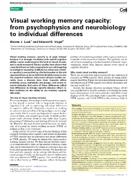Visual Working Memory Capacity: from Psychophysics and Neurobiology to Individual Differences