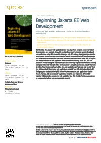 Beginning Jakarta EE Web Development Using JSP, JSF, Mysql, and Apache Tomcat for Building Java Web Applications
