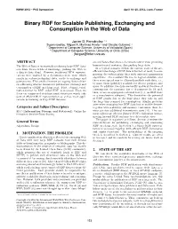 Binary RDF for Scalable Publishing, Exchanging and Consumption in the Web of Data