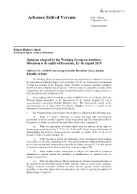 Opinions Adopted by the Working Group on Arbitrary Detention at Its Eighty-Fifth Session, 12–16 August 2019