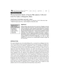Phytoremediation Study of Aquatic Macrophytes Collected from Five Lakes of Bangalore, India