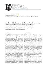 Problems of Enclaves from the Perspective of Interethnic and Interstate Relations in the Ferghana Valley