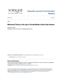 Rhetorical Theory in the Age of Social Media in Dear Evan Hansen