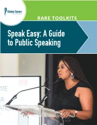 Speak Easy: a Guide to Public Speaking Table of Contents