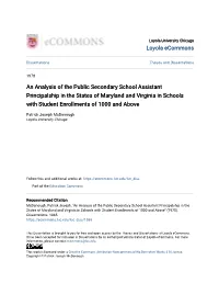 An Analysis of the Public Secondary School Assistant Principalship in the States of Maryland and Virginia in Schools with Student Enrollments of 1000 and Above