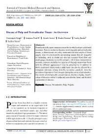 Disease of Pulp and Periradicular Tissue: an Overview