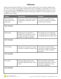 Fallacies There Are Many Types of Fallacies