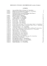 HISTOLOGY, CYTOLOGY and EMBRYOLOGY (A Course of Lectures)