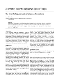 Journal of Interdisciplinary Science Topics the Calorific Requirements