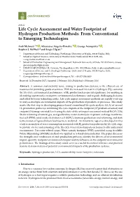 Life Cycle Assessment and Water Footprint of Hydrogen Production Methods: from Conventional to Emerging Technologies