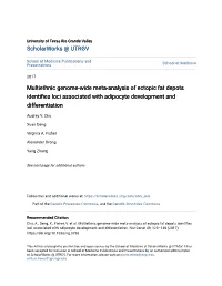 Multiethnic Genome-Wide Meta-Analysis of Ectopic Fat Depots Identifies Loci Associated with Adipocyte Development and Differentiation