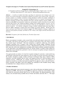Navigation Strategies for Primitive Solar System Body Rendezvous and Proximity Operations Kenneth M. Getzandanner