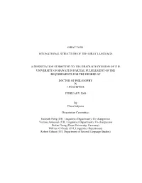 Oirat Tobi Intonational Structure of the Oirat Language a Dissertation Submitted to the Graduate Division of the University of H