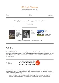 RLS Site Newsletter Recent Additions to the RLS Site