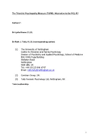 The Triarchic Psychopathy Measure (Tripm): Alternative to the PCL-R? Authors