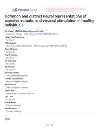 Common and Distinct Neural Representations of Aversive Somatic and Visceral Stimulation in Healthy Individuals
