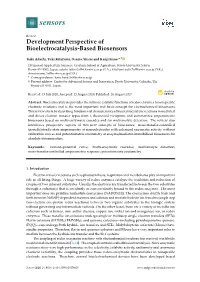 Development Perspective of Bioelectrocatalysis-Based Biosensors