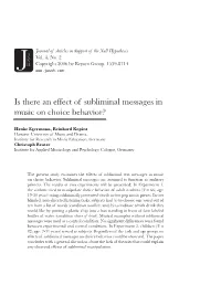 Is There an Effect of Subliminal Messages in Music on Choice Behavior?