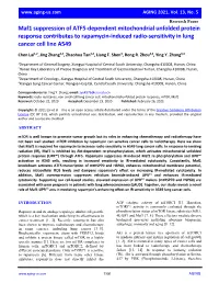 Maf1 Suppression of ATF5-Dependent Mitochondrial Unfolded Protein Response Contributes to Rapamycin-Induced Radio-Sensitivity in Lung Cancer Cell Line A549