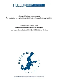 Revised Palette of Measures for Reducing Phosphorus and Nitrogen Losses from Agriculture