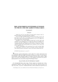 The Antecedents of Finnish Accession to the Eu and the Agricultural Issue