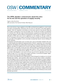 The OPAL Pipeline: Controversies About the Rules for Its Use and the Question of Supply Security