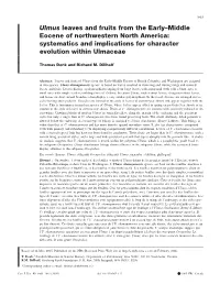 Ulmus Leaves and Fruits from the Early–Middle Eocene of Northwestern North America: Systematics and Implications for Character Evolution Within Ulmaceae