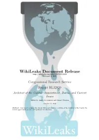 Architect of the Capitol: Appointment, Duties, and Current Issues Mildred L