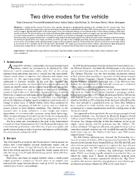 Two Drive Modes for the Vehicle Rajat Ganechari, Prashant Bhandarkavthekar, Aditya Dudka, Ajay Rathod, Dr