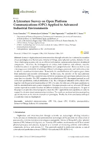 A Literature Survey on Open Platform Communications (OPC) Applied to Advanced Industrial Environments