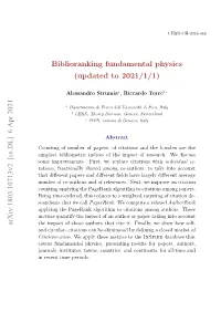 Biblioranking Fundamental Physics (Updated to 2021/1/1) Arxiv