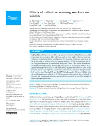 Effects of Reflective Warning Markers on Wildlife