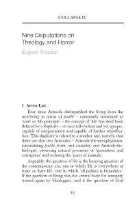 Nine Disputations on Theology and Horror Eugene Thacker