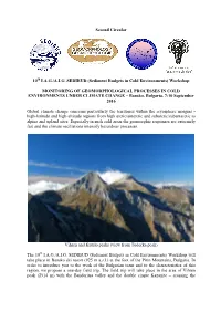 Second Circular 10 IAG/AIG SEDIBUD (Sediment Budgets in Cold