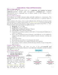 Semiconductor: Types and Band Structure